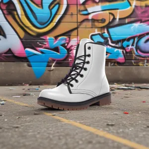 🛍️ Arctic White Vegan Combat Boots – Bold, Clean &Timeless