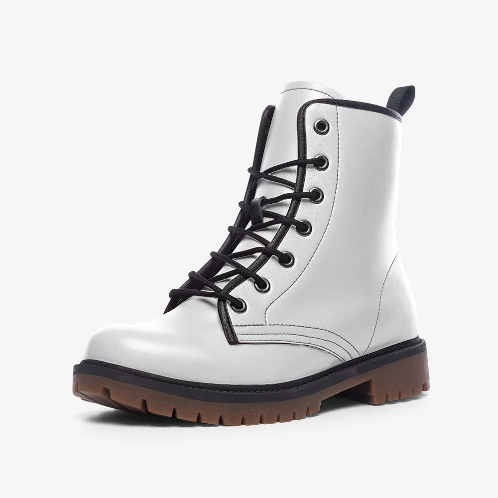 🛍️ Arctic White Vegan Combat Boots – Bold, Clean &Timeless