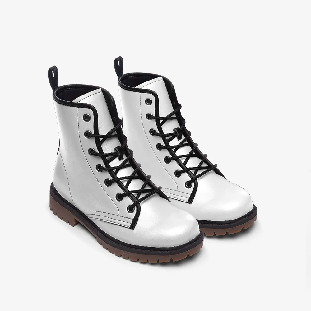 🛍️ Arctic White Vegan Combat Boots – Bold, Clean &Timeless