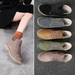2019 Women Ankle Boots New Fashion Leather Autumn Black Snow Boots Round Toe Ladies Work Girls Shoes Warm Fur Winter Lace Up