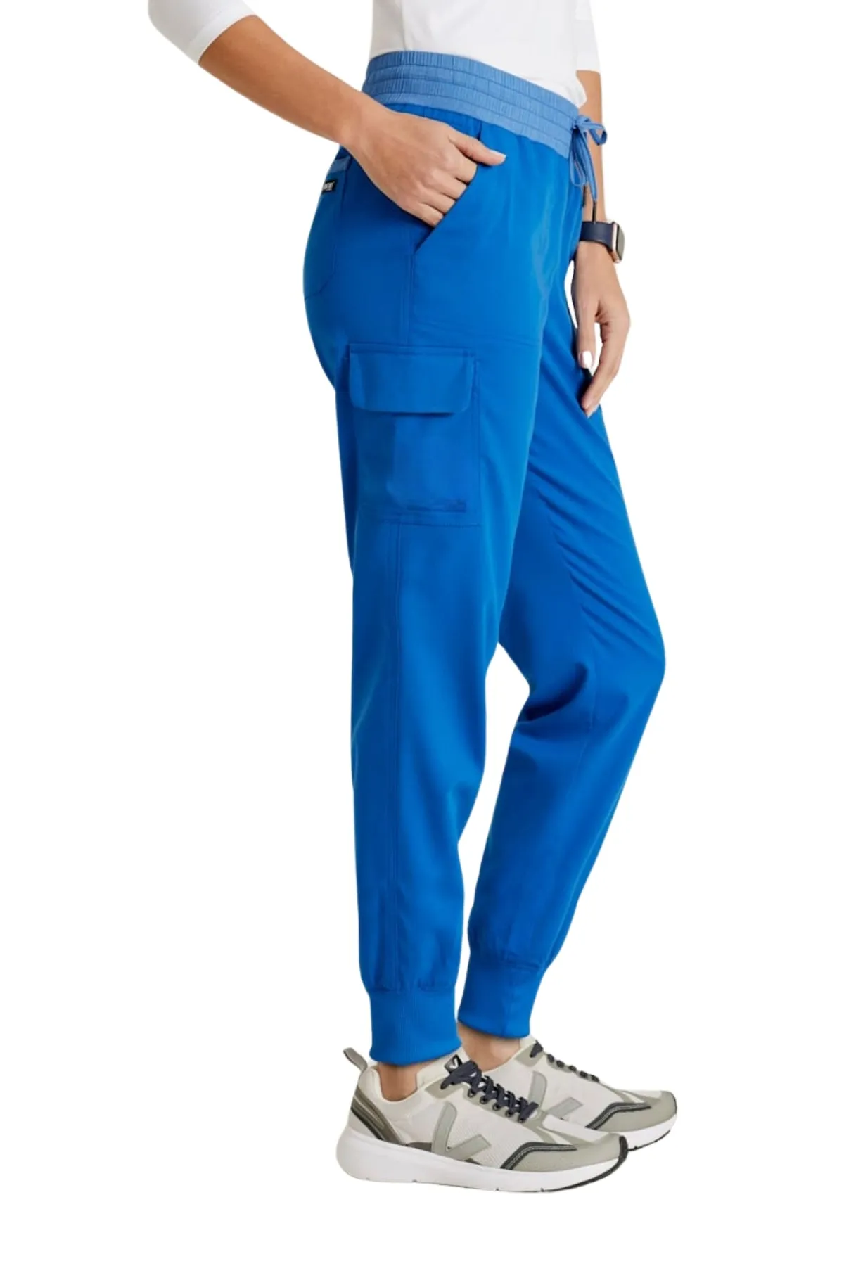 5-Pocket Two-Tone Mid-Rise Jogger Scrub Pant