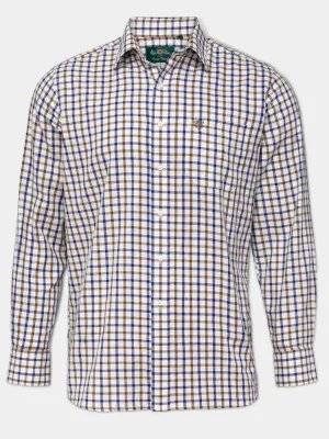 50% OFF ALAN PAINE Ilkley Mens Country Check Shooting Shirt - Blue & Brown - Size: SMAL