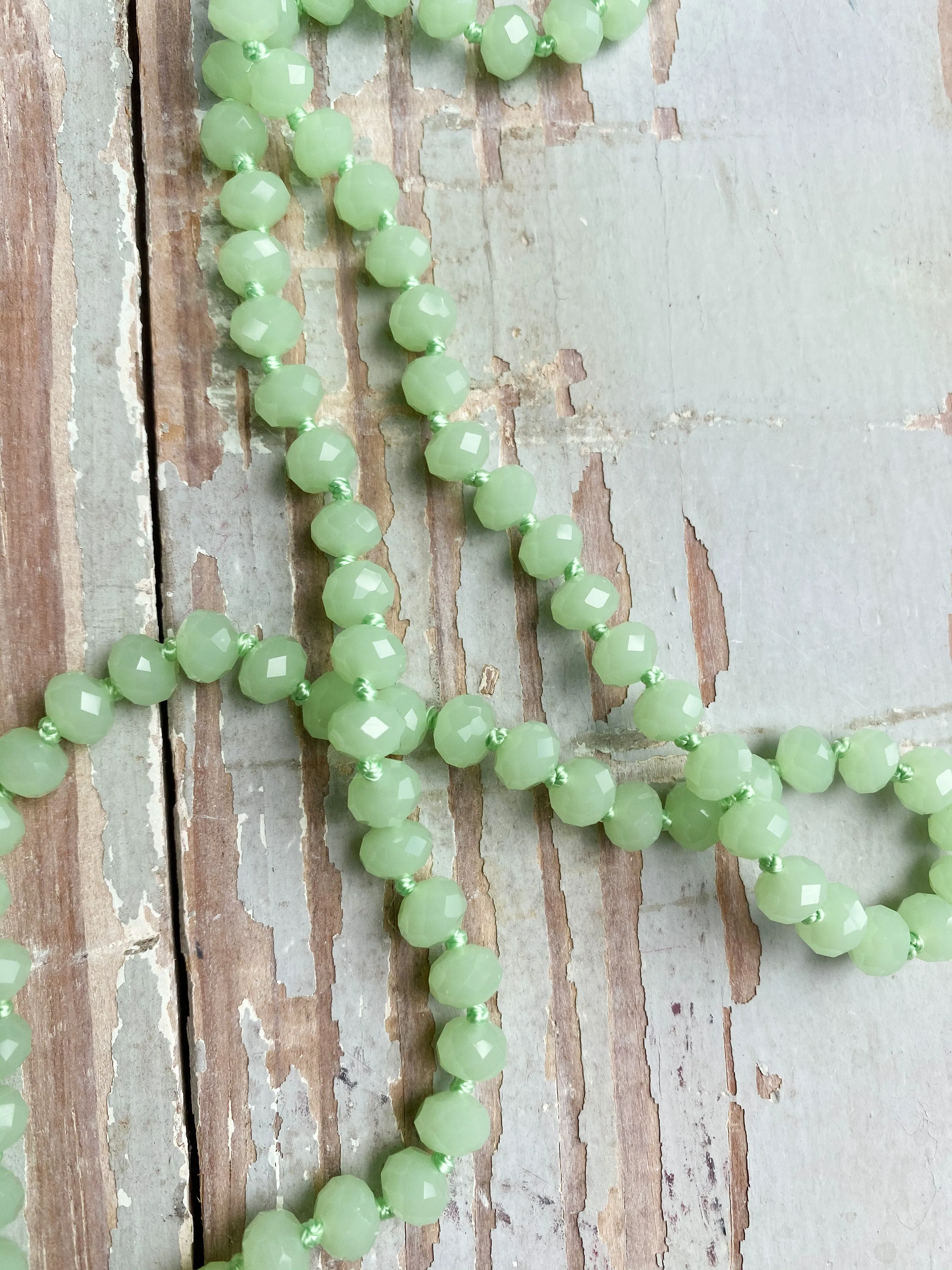 60" Bead Necklace || Matte Green