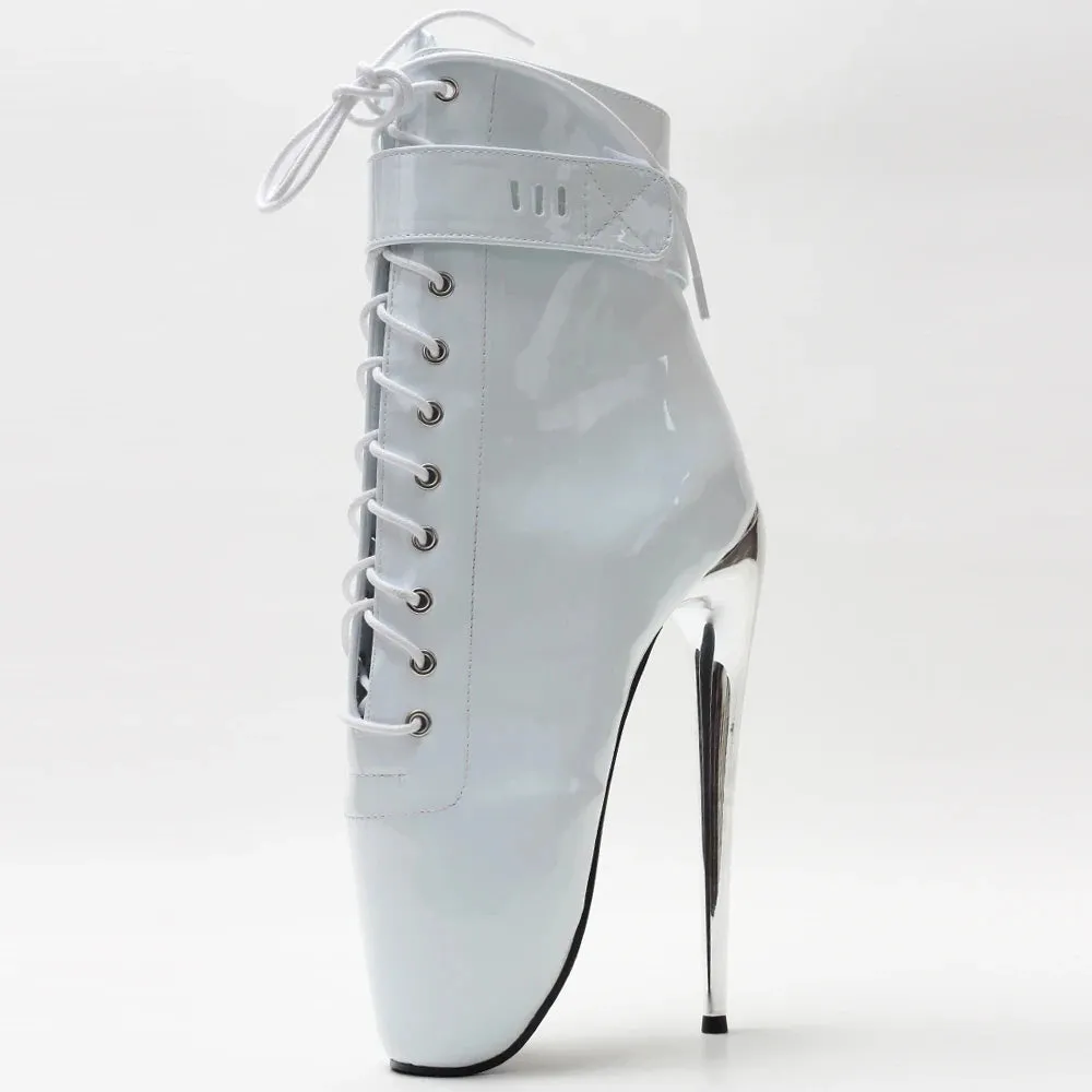 7" High Ballet Heel Pointed Toe Stiletto Women Sexy  Lockable Ankle Boots