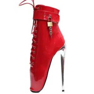 7" High Ballet Heel Pointed Toe Stiletto Women Sexy  Lockable Ankle Boots
