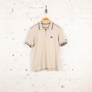 Adidas Zip Short Sleeve Polo Shirt - Cream - M
