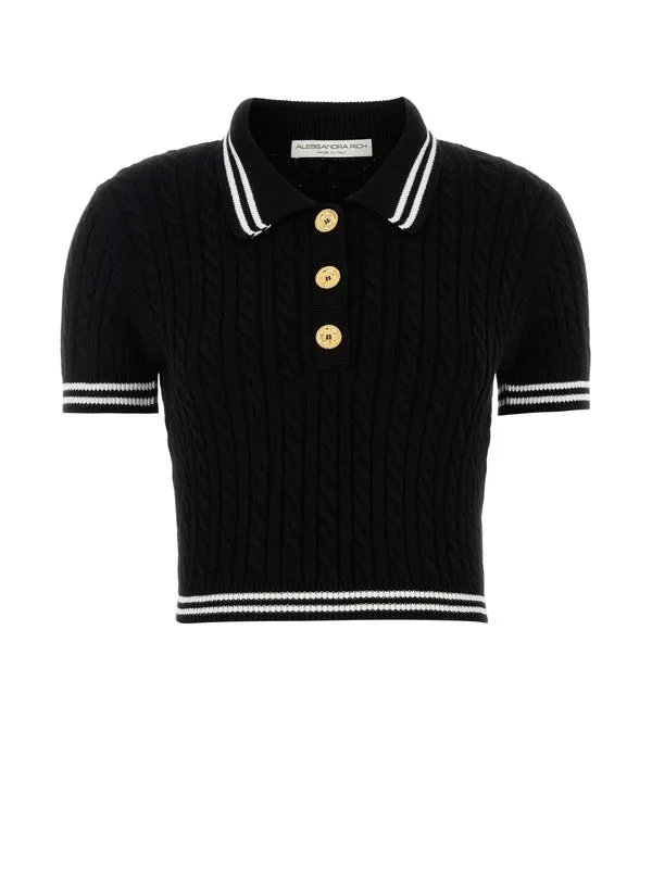 Alessandra Rich Black Polo Shirts