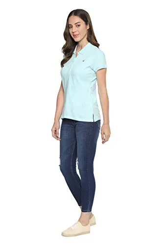 Allen Solly Women's Regular Polo Shirt (AHCTCRGFN06149_Lt. Blue Solid L)