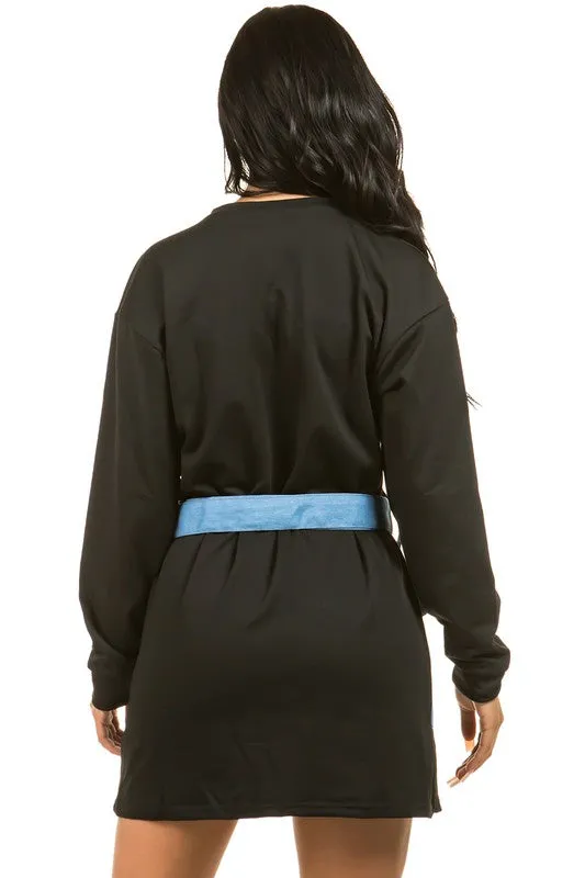 Allure Long Sleeve Multi-Fabric Dress