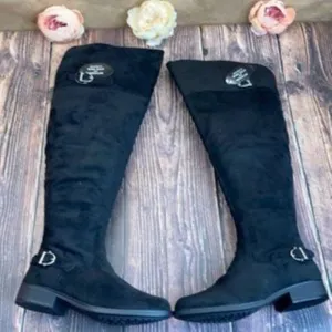 American Rag Wide-Calf Black Suede Adarra Over Knee Boots 8.5