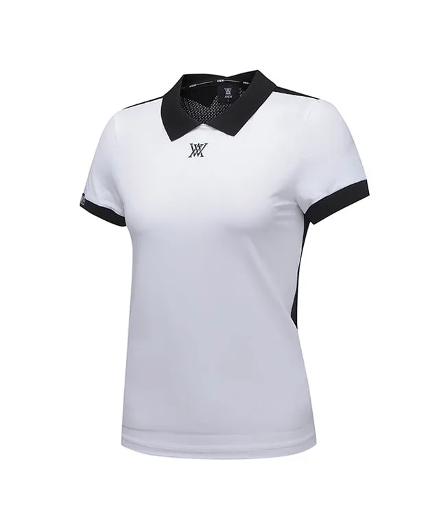 ANEW Golf: Women Back Knit Block Short T-Shirt - White