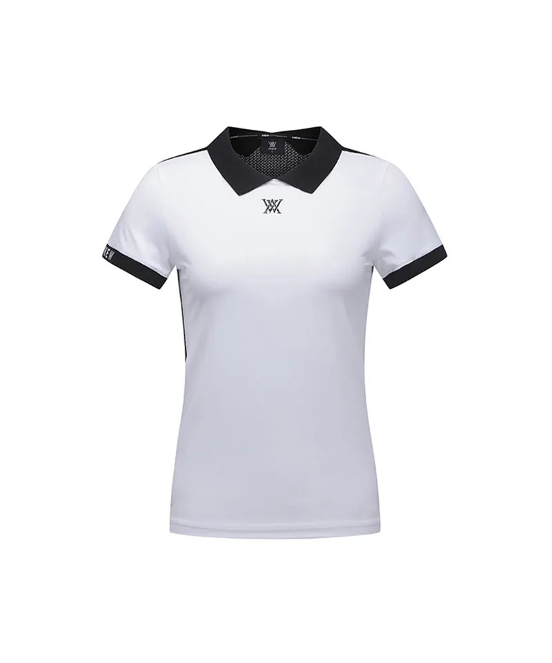 ANEW Golf: Women Back Knit Block Short T-Shirt - White