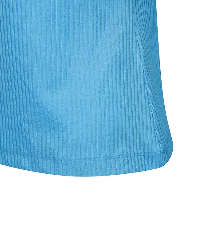 ANEW Golf:  Women's Zipper Point Ribbed Long T-Shirt - Light Blue