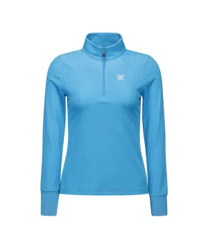 ANEW Golf:  Women's Zipper Point Ribbed Long T-Shirt - Light Blue