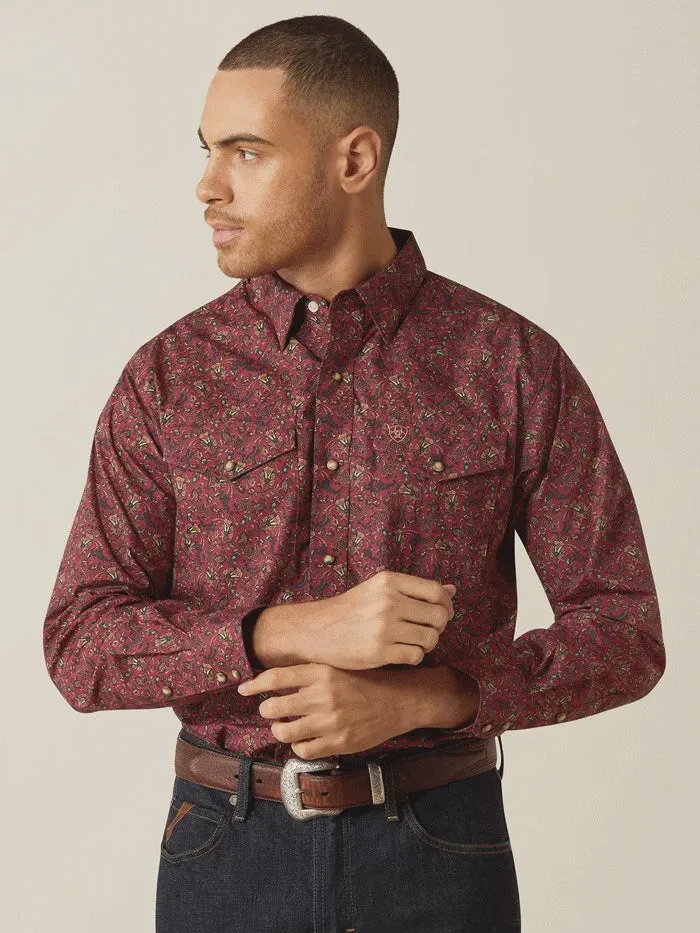 Ariat 10052618 Samson Snap LS Shirt Dark Red