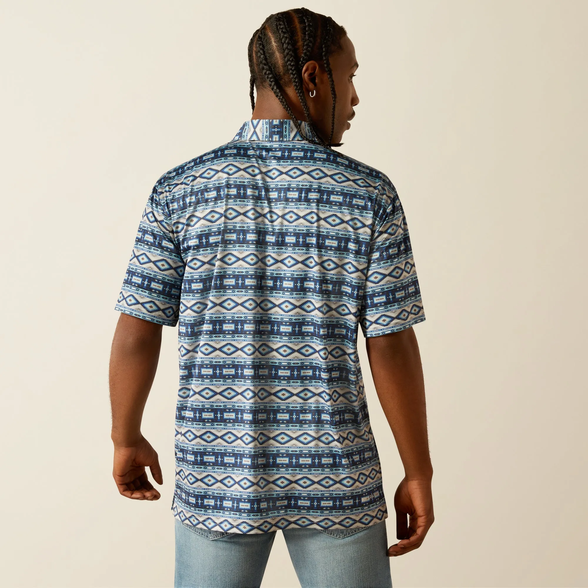 Ariat Charger 2.0 Blue Southwest Print Polo Shirt for Men