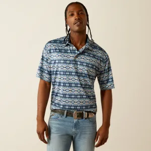 Ariat Charger 2.0 Blue Southwest Print Polo Shirt for Men