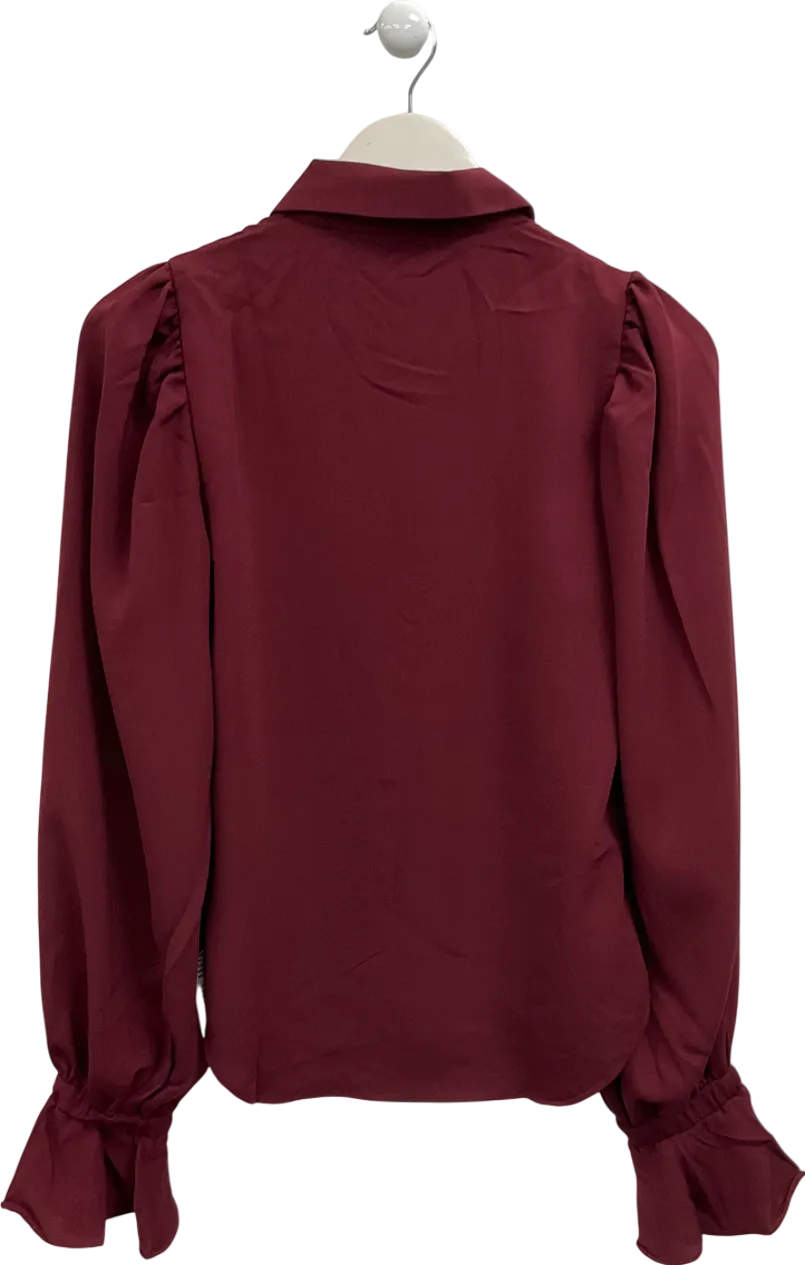 ASOS Red Volume Sleeve Ruffle Soft Cuff Shirt UK 6