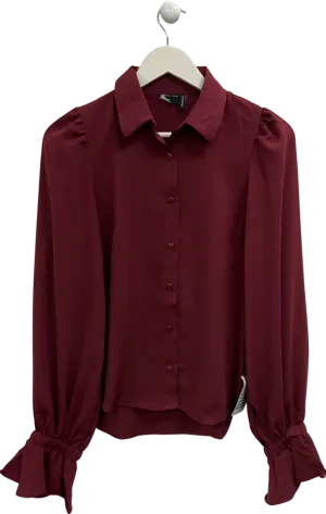 ASOS Red Volume Sleeve Ruffle Soft Cuff Shirt UK 6