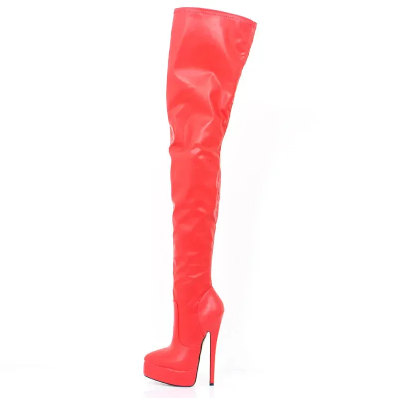 Autumn Women's Sexy Thigh Long Boots 18CM Super High Heel Platform Zip Over-the-Knee Boots