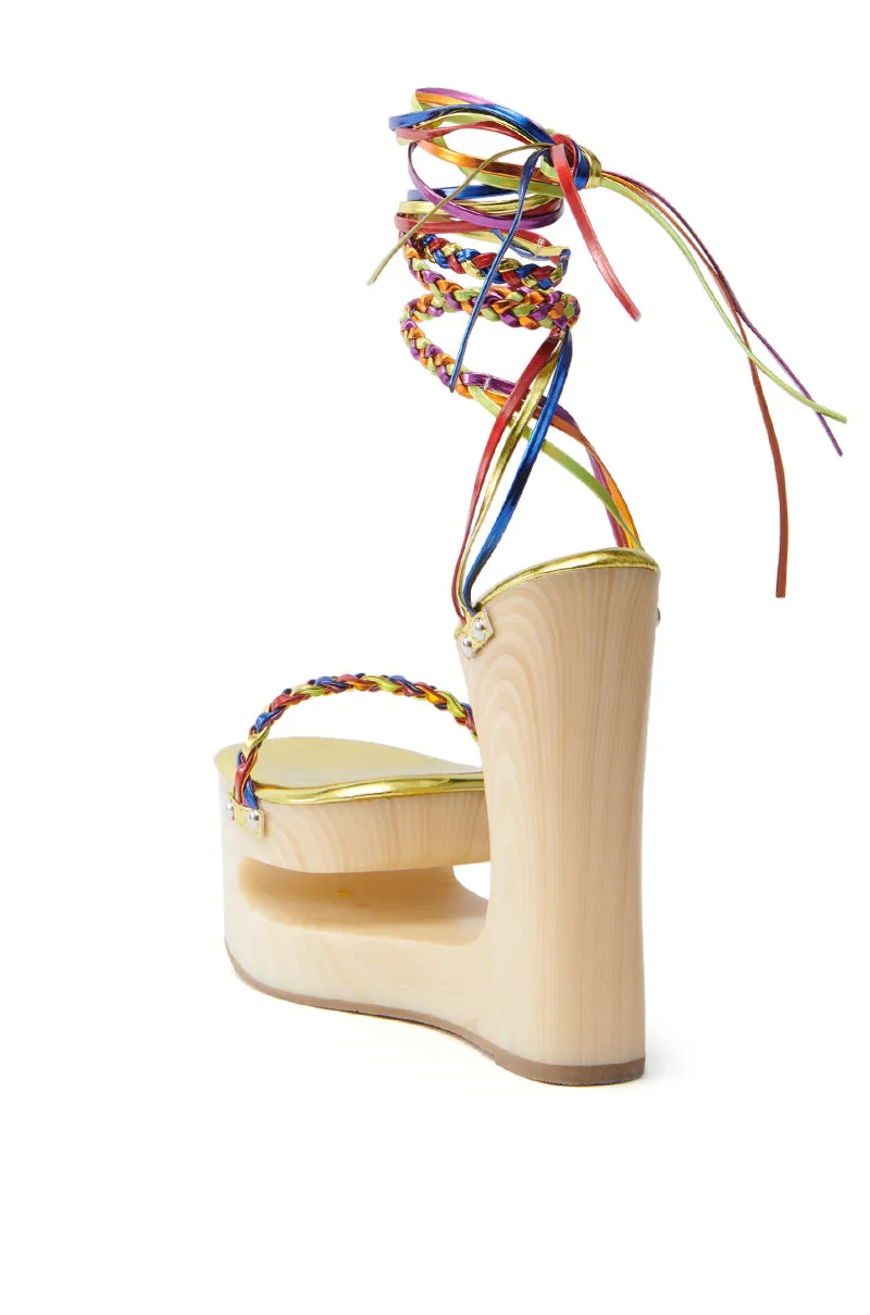 AZALEA WANG FANTASA RAINBOW STRAPPY WEDGE SANDAL