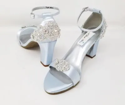 Baby Blue Wedding Shoes with Sparkling Crystals