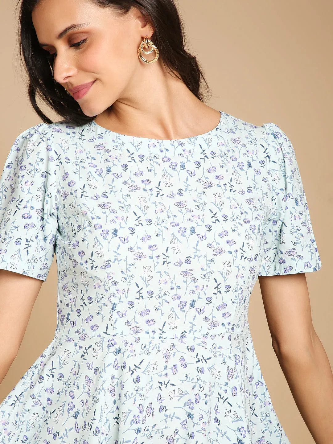 Back Cut Floral Dress
