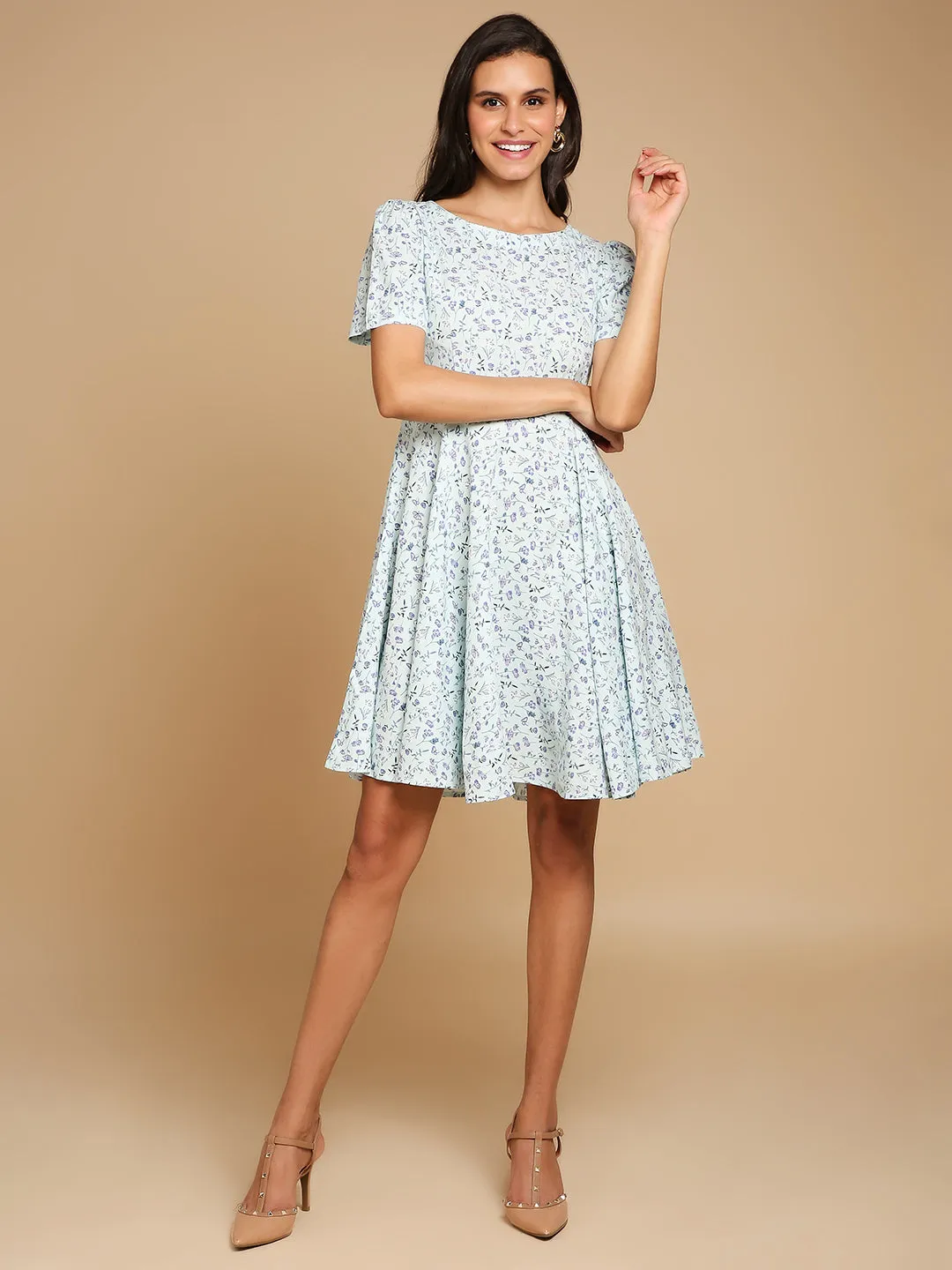 Back Cut Floral Dress
