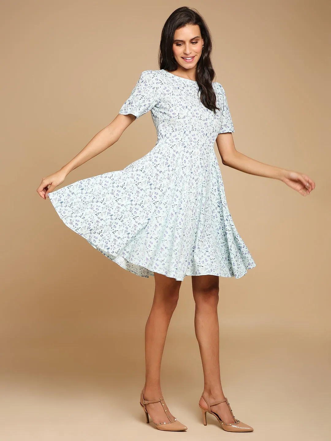 Back Cut Floral Dress