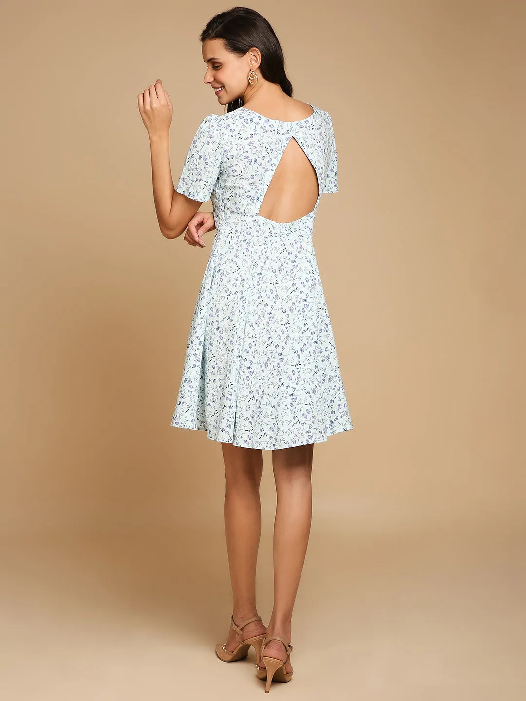 Back Cut Floral Dress