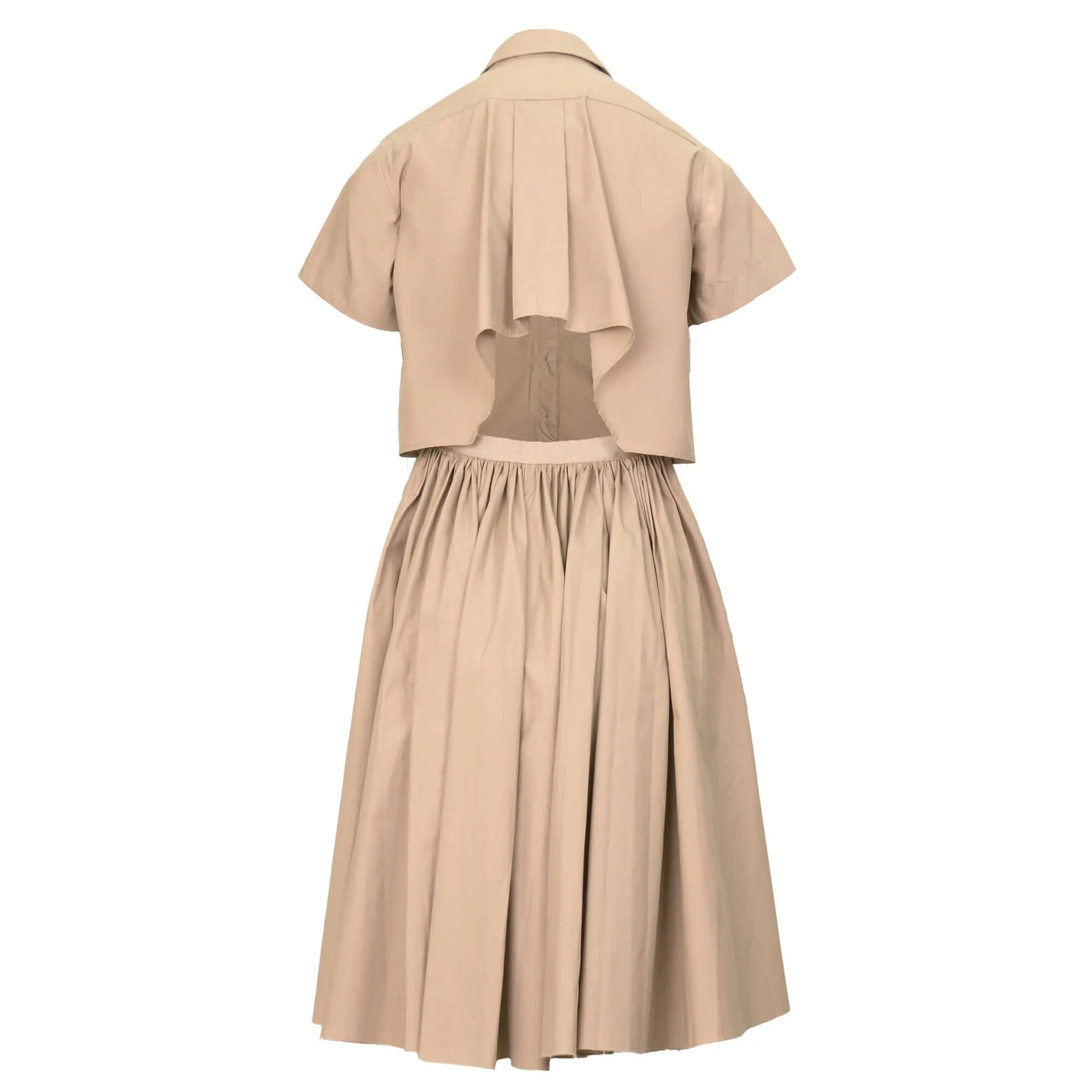 Backless Short Sleeve Shirts Dress