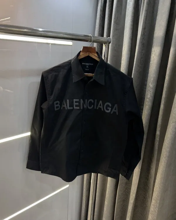 Balenciaga Beige Embroidery Logo Imported Loose Fit Shirt