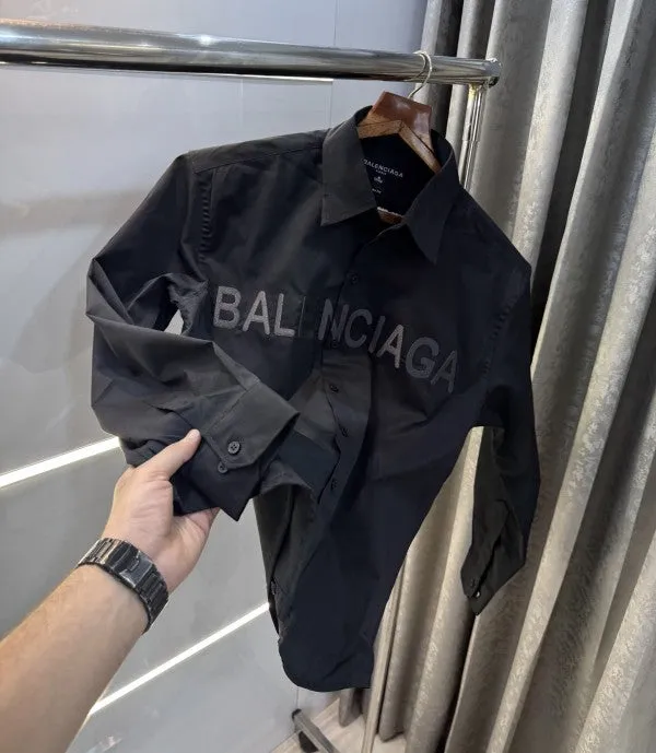 Balenciaga Beige Embroidery Logo Imported Loose Fit Shirt