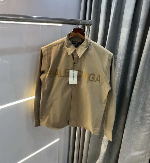 Balenciaga Beige Embroidery Logo Imported Loose Fit Shirt