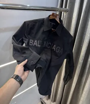 Balenciaga Beige Embroidery Logo Imported Loose Fit Shirt