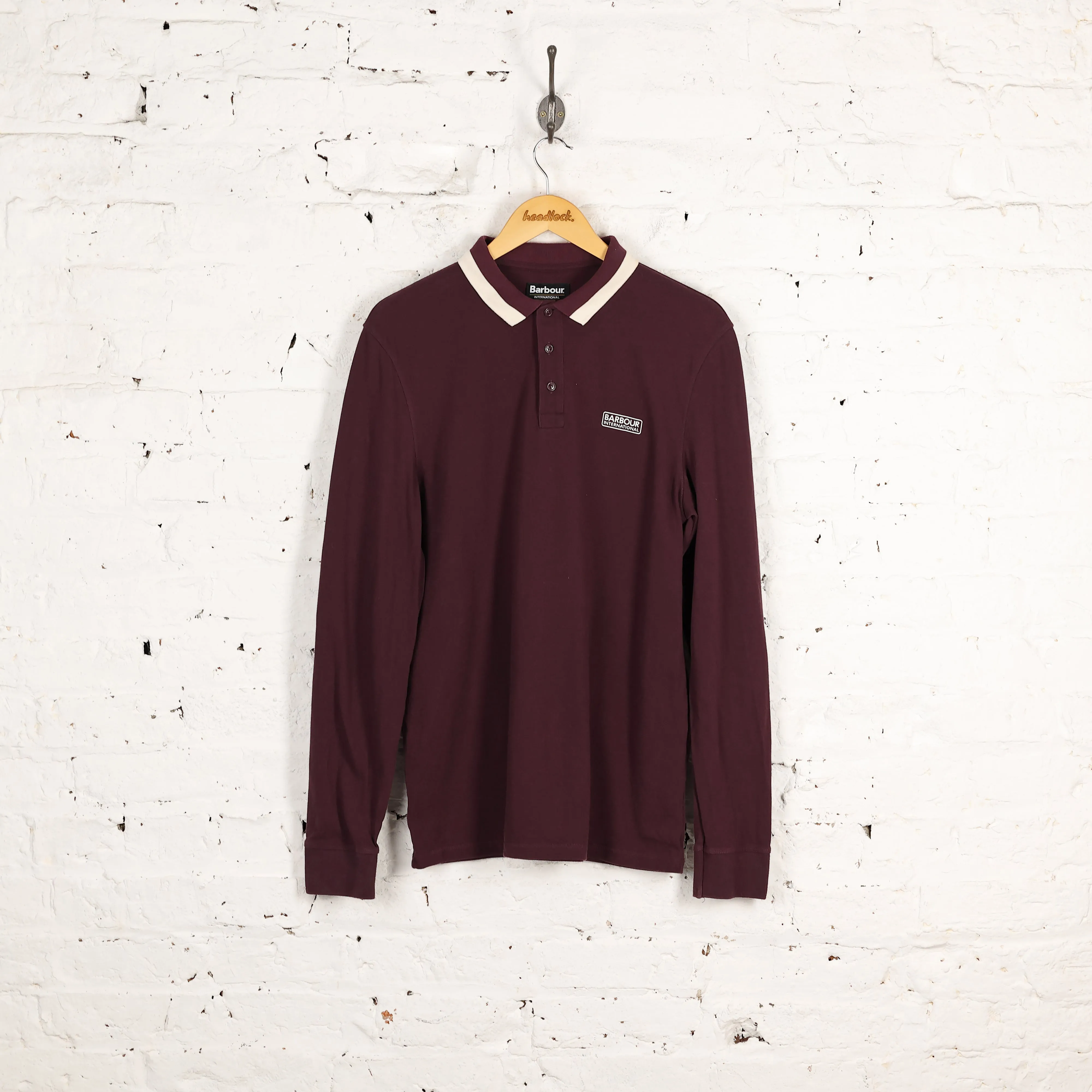 Barbour International Long Sleeve Polo Shirt - Maroon - L