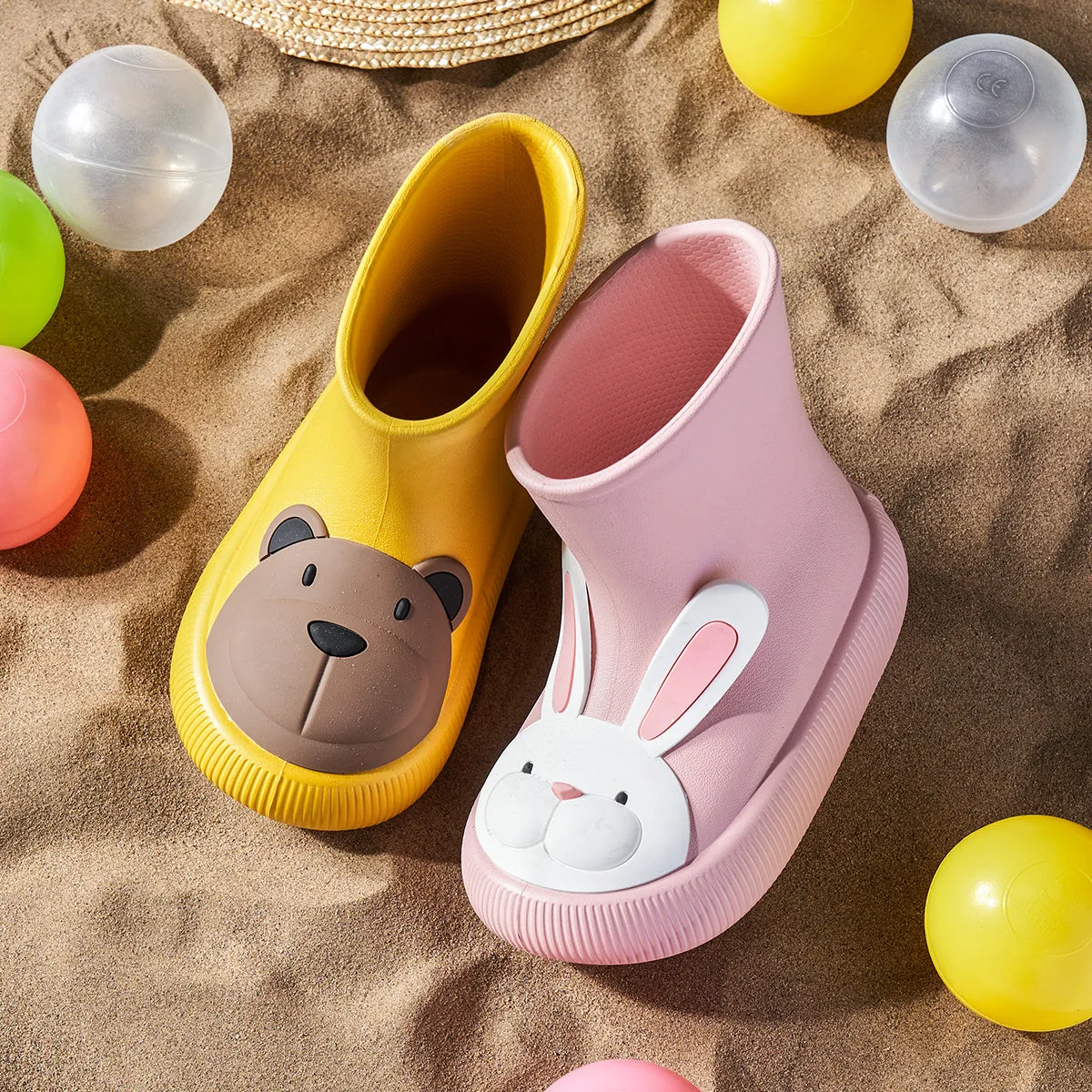 Bear Paw Children's EVA Boots - Adorable Bear and Bunny Designs, Waterproof, Available in Yellow and Pink, Non-Slip Sole, Lightweight EVA Material - Perfect for Outdoor Adventures, Rainy Days, and Playtime in Any Weather