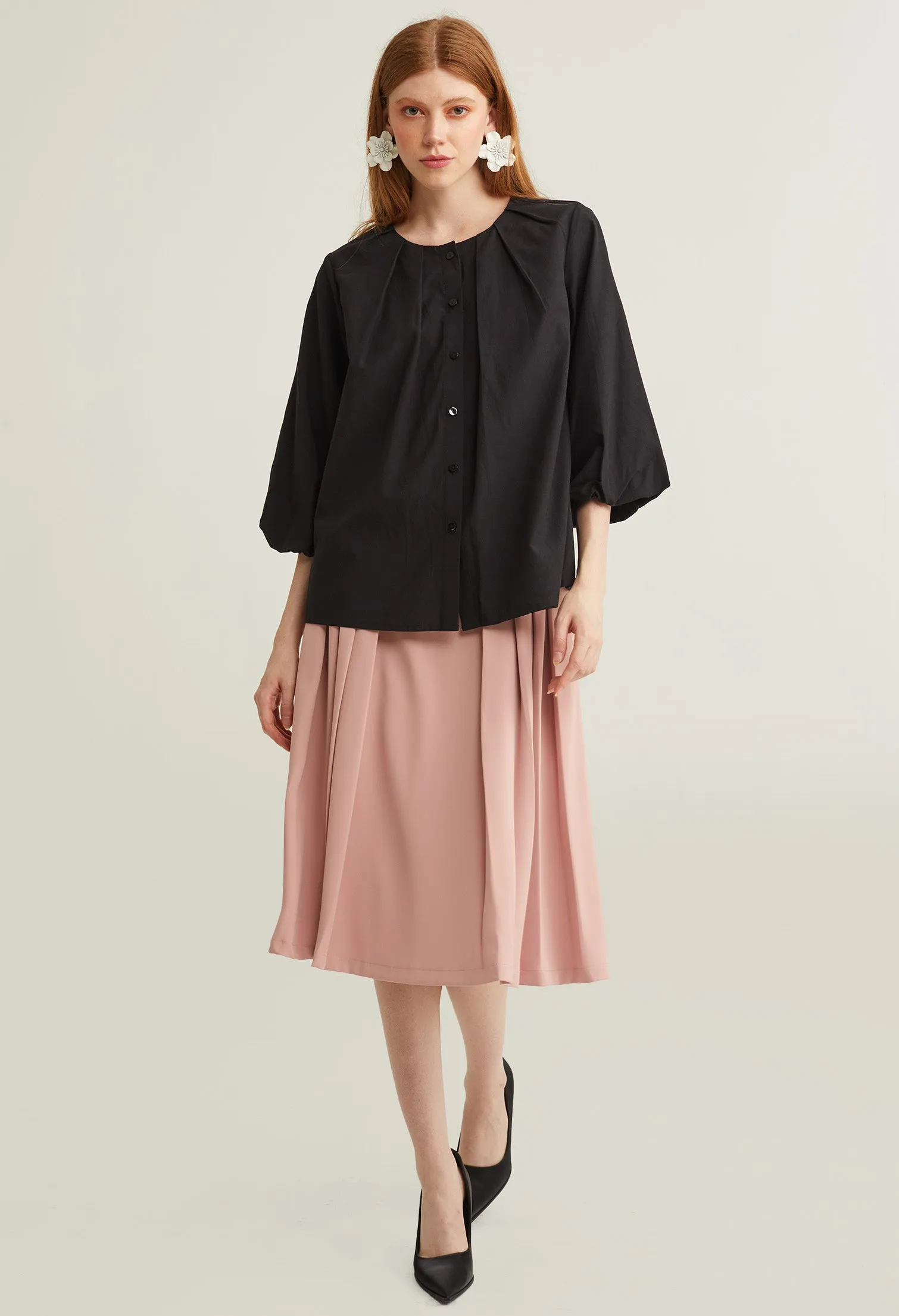 Bell Cuff Button Down  À La Mode Top