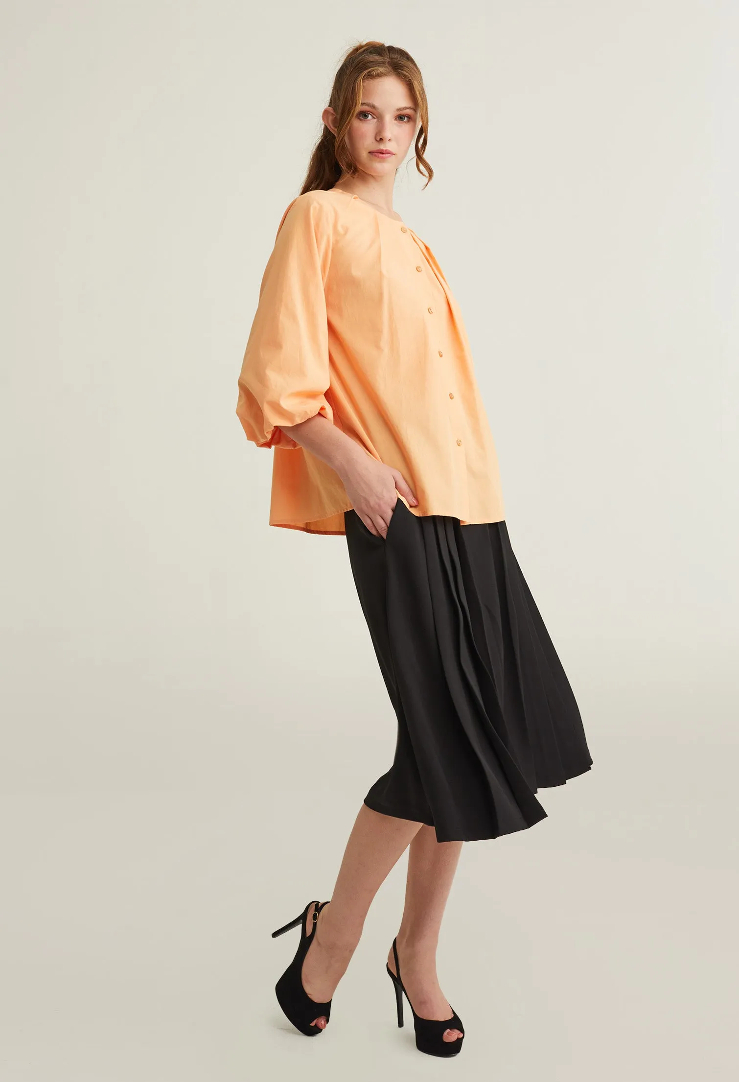 Bell Cuff Button Down  À La Mode Top