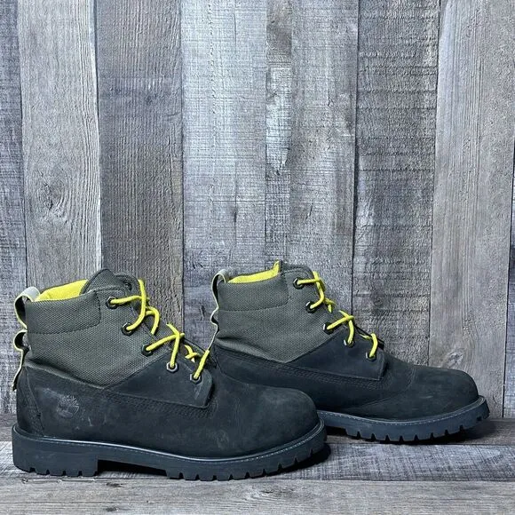 Big Kids Timberland Premium 6-Inch Rebotl Gray Leather Combat Boots Size 6.5 Y