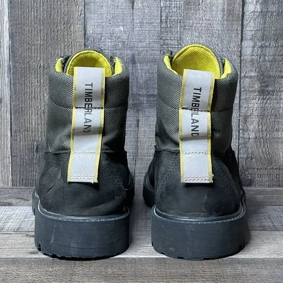 Big Kids Timberland Premium 6-Inch Rebotl Gray Leather Combat Boots Size 6.5 Y