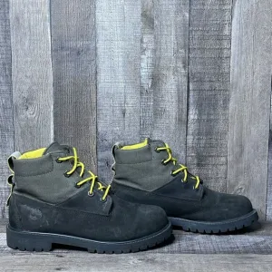 Big Kids Timberland Premium 6-Inch Rebotl Gray Leather Combat Boots Size 6.5 Y