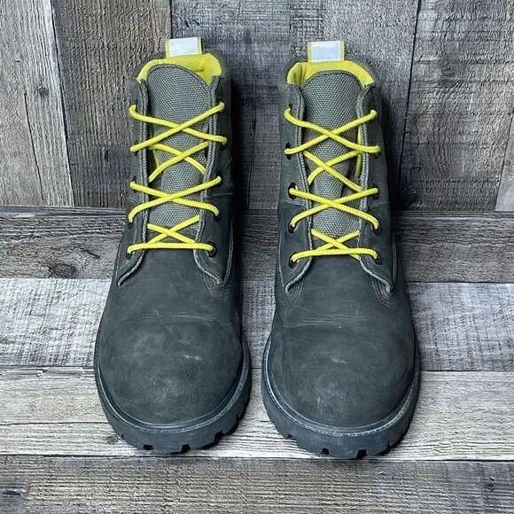 Big Kids Timberland Premium 6-Inch Rebotl Gray Leather Combat Boots Size 6.5 Y