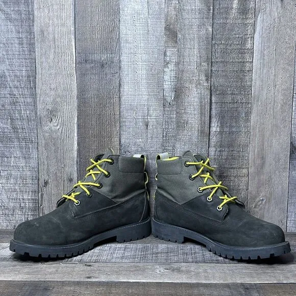Big Kids Timberland Premium 6-Inch Rebotl Gray Leather Combat Boots Size 6.5 Y