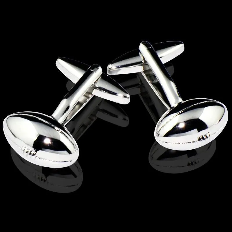 Black & Silver Mens Stainless Steel Football Cufflinks for Shirt with Box - Hand Crafted Perfect Gift