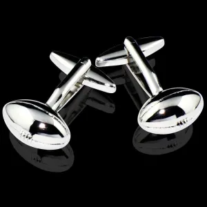 Black & Silver Mens Stainless Steel Football Cufflinks for Shirt with Box - Hand Crafted Perfect Gift