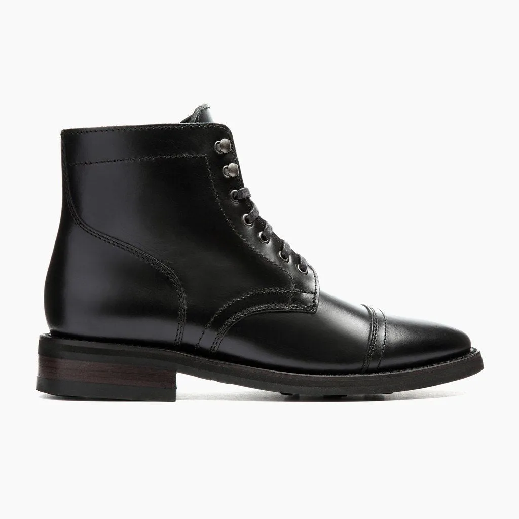 Black Ankle Leather Combat Boots for Men