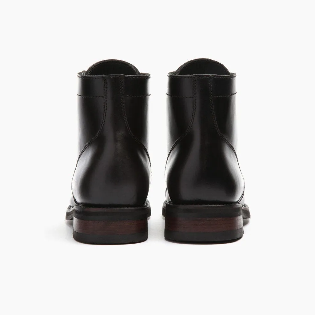 Black Ankle Leather Combat Boots for Men