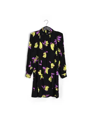 Black floral-printed mini dress