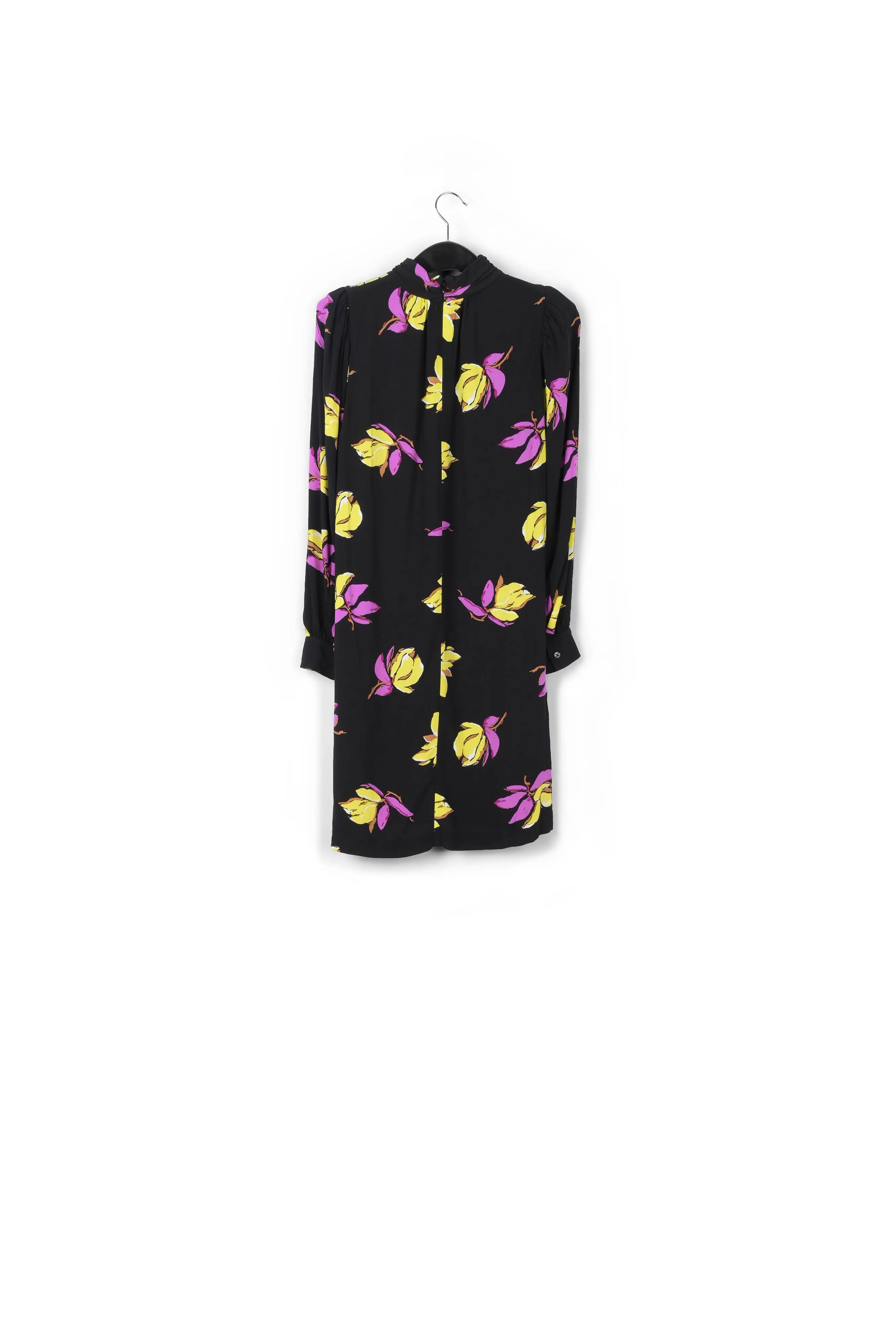 Black floral-printed mini dress